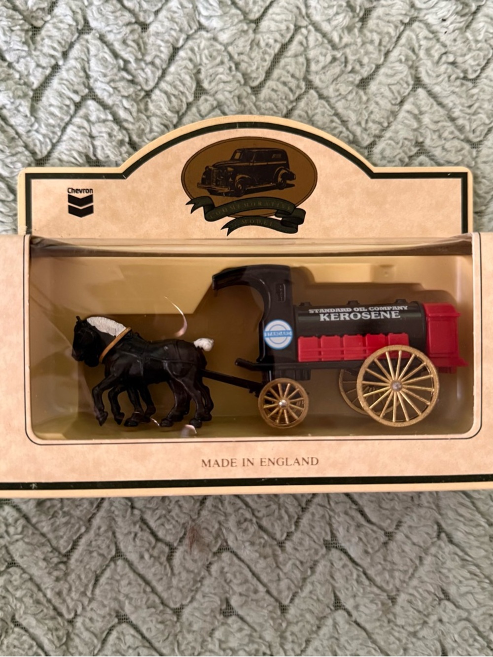 Chevron Vintage Kerosene Horse-Drawn Cart Toy - Black & Red